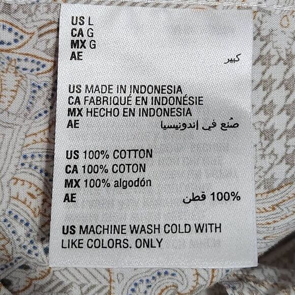 Tasso Elba men's cotton button front shirt paisley houndstooth print white large - Picture 8 of 9